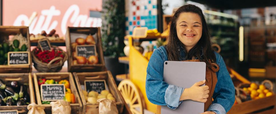 Young woman in produce department